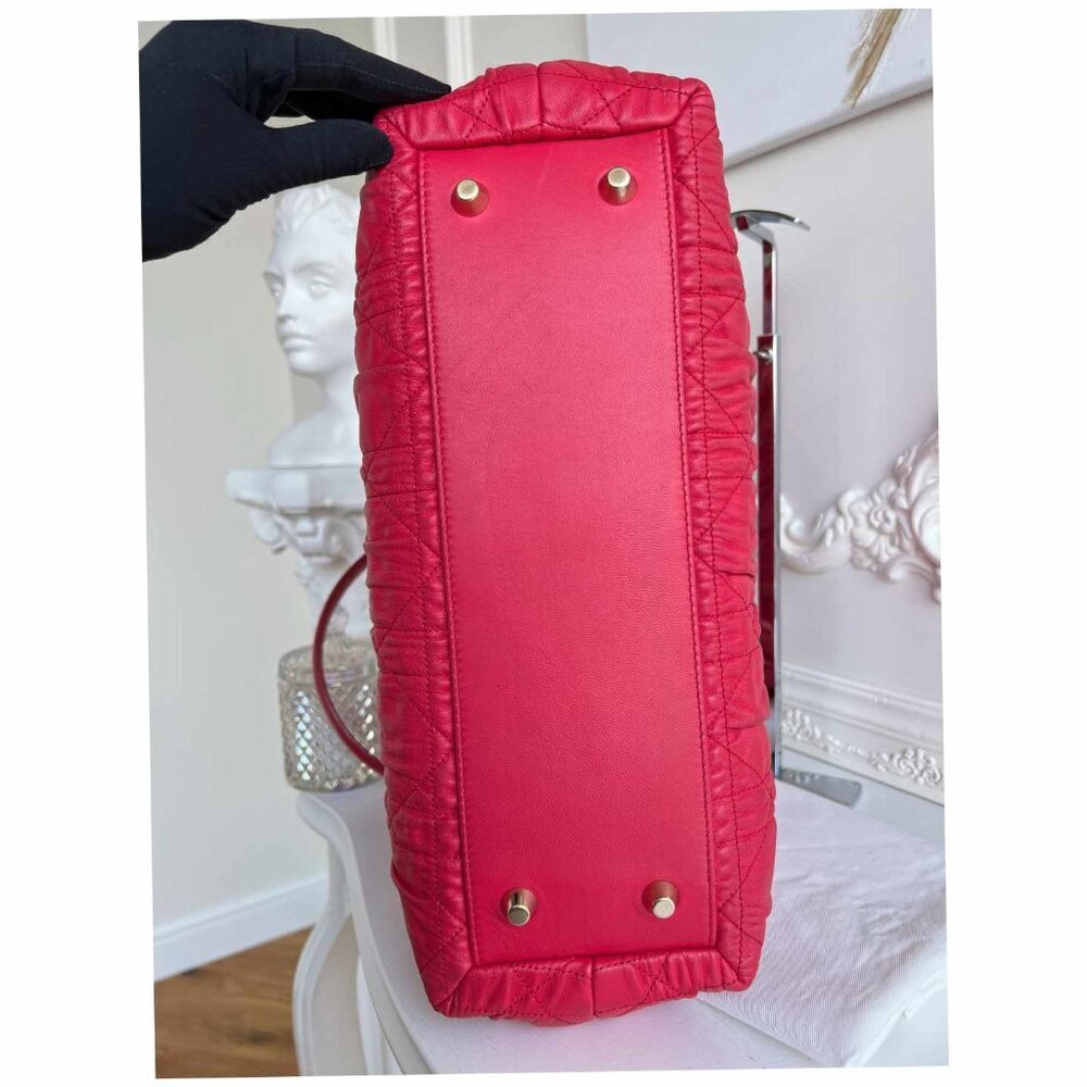 Authentic Christian Dior Red Delices Gaufre Cannage Soft Leather Quilted Bag - Picture 7 of 16